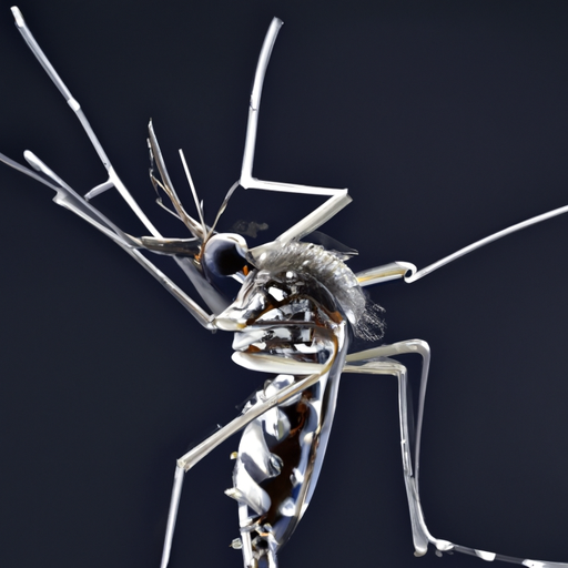 1. צילום תקריב של יתוש, המדגיש את המבנה המורכב שלו.